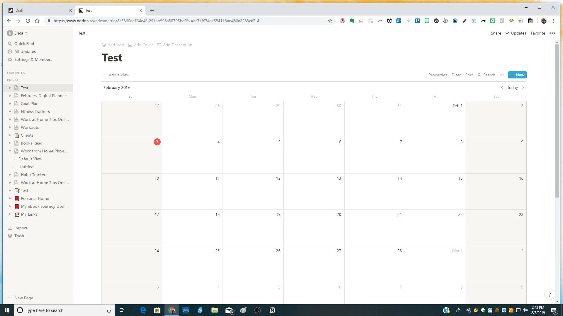Database Calendar View